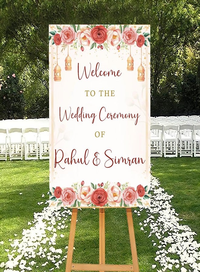 Theme My Party Custom Wedding Ceremony Sign Board - Personalized Indian Wedding Sign - Indian Ceremony Welcome Board - Image 1